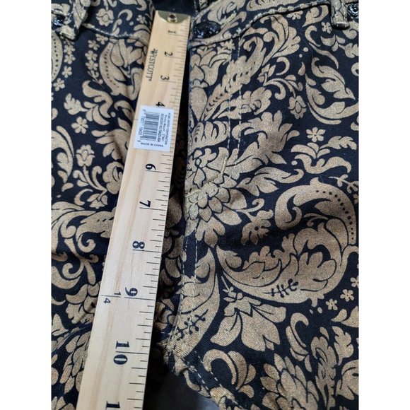 SEVEN 7 FOR ALL‎ MANKIND Black Gold Paisley Skinny Jeans Size 38x29 - Picture 3 of 8
